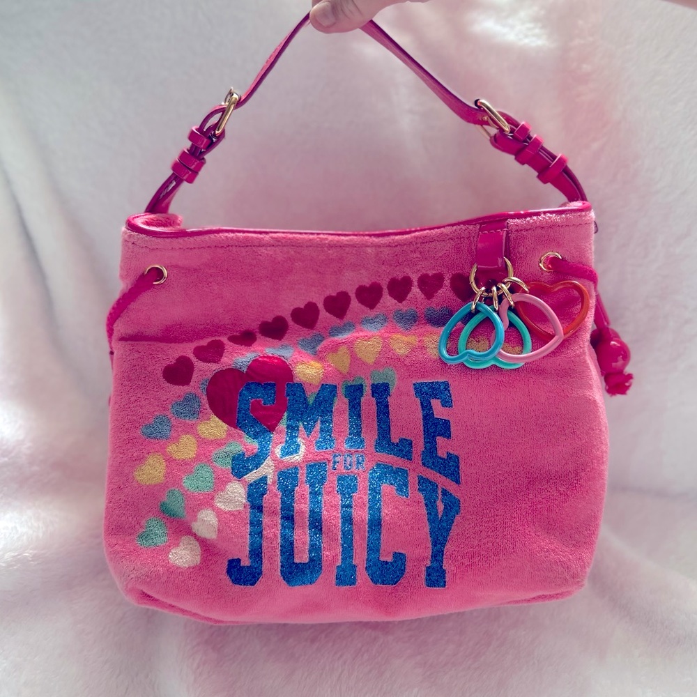 Juicy Couture authentic “Smile for Juicy” pink terry cloth bag 💖🩵💚🧡
